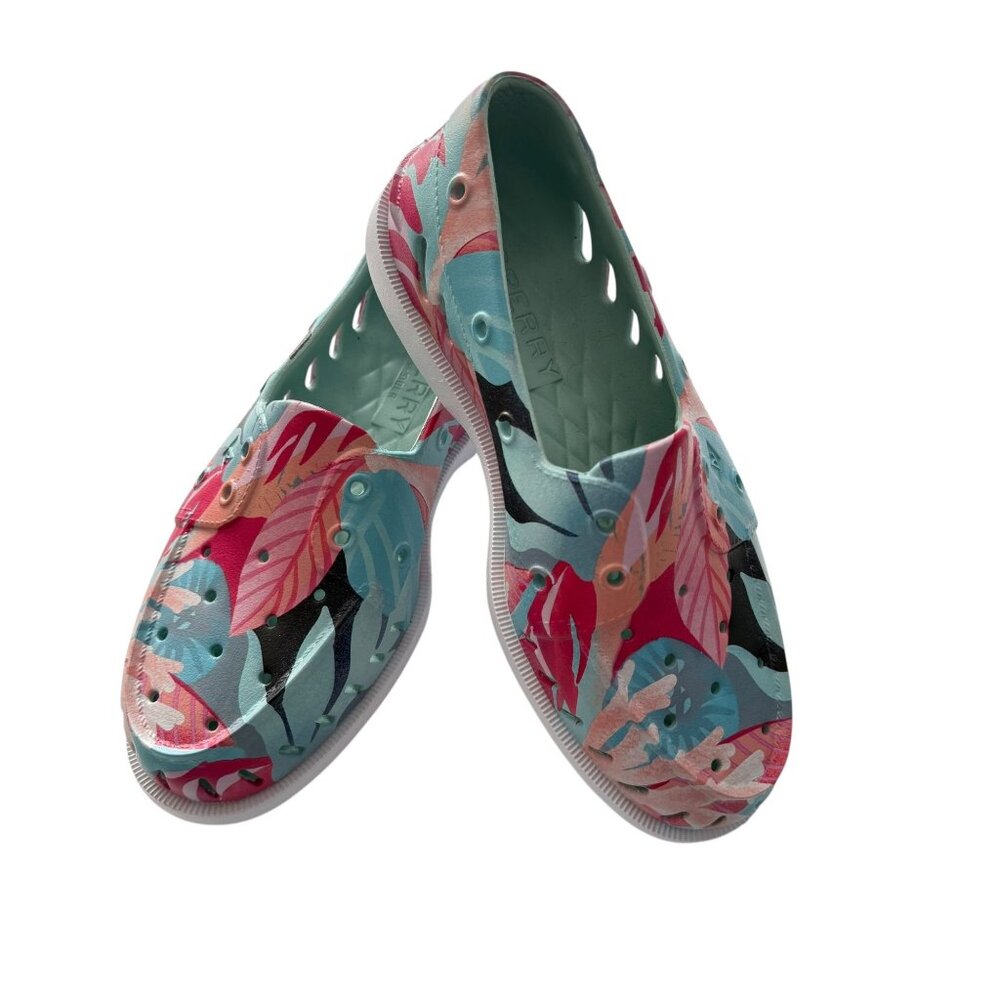 NWOB Sperry Womens Float Boat Shoe Tropical Print Slip-On Non-Marking Sole Sz. 8